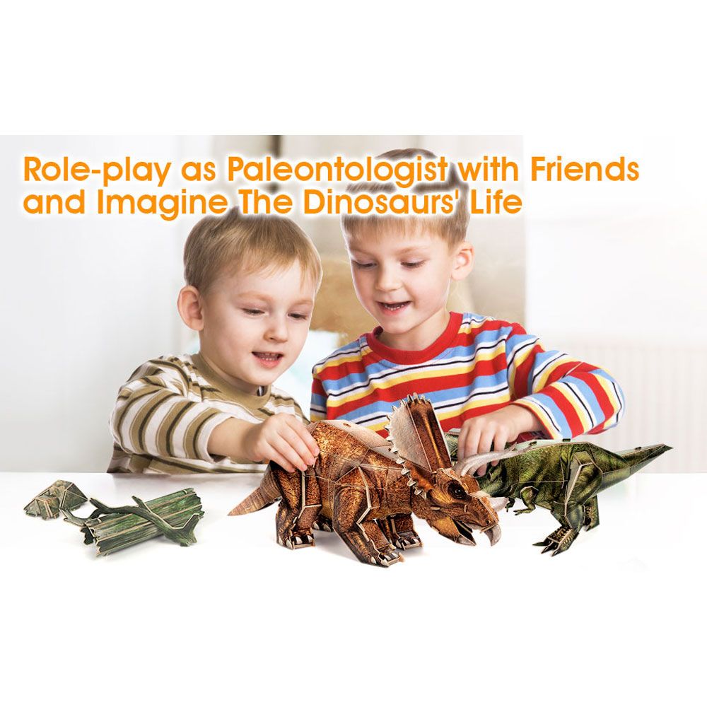 Puzzle 3D Cubic Fun National Geographic Triceratops 44 piese - poza 5