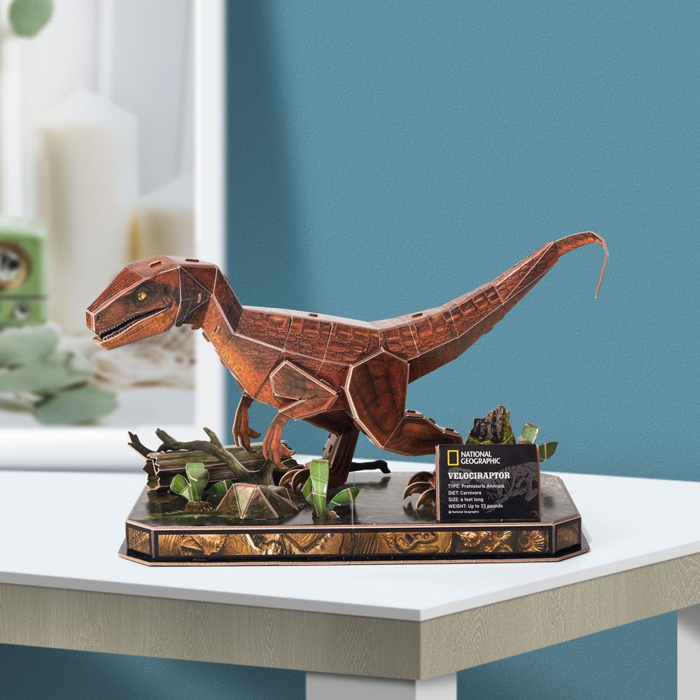 Puzzle 3D Cubic Fun National Geographic Velociraptor 63 piese - poza 2