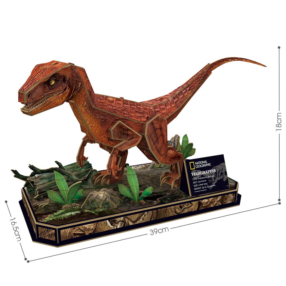 Puzzle 3D Cubic Fun National Geographic Velociraptor 63 piese - poza 3