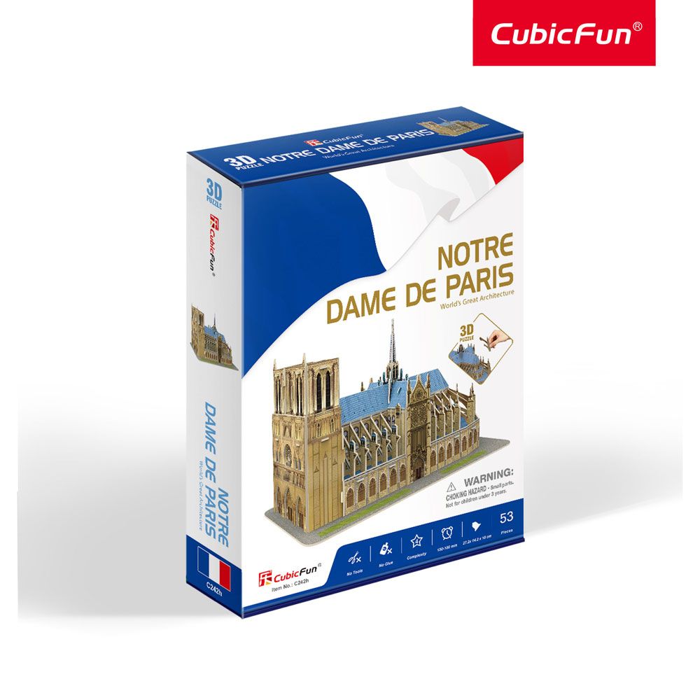 Puzzle 3d Cubic Fun Notre Dame din Paris 53 piese - poza 2