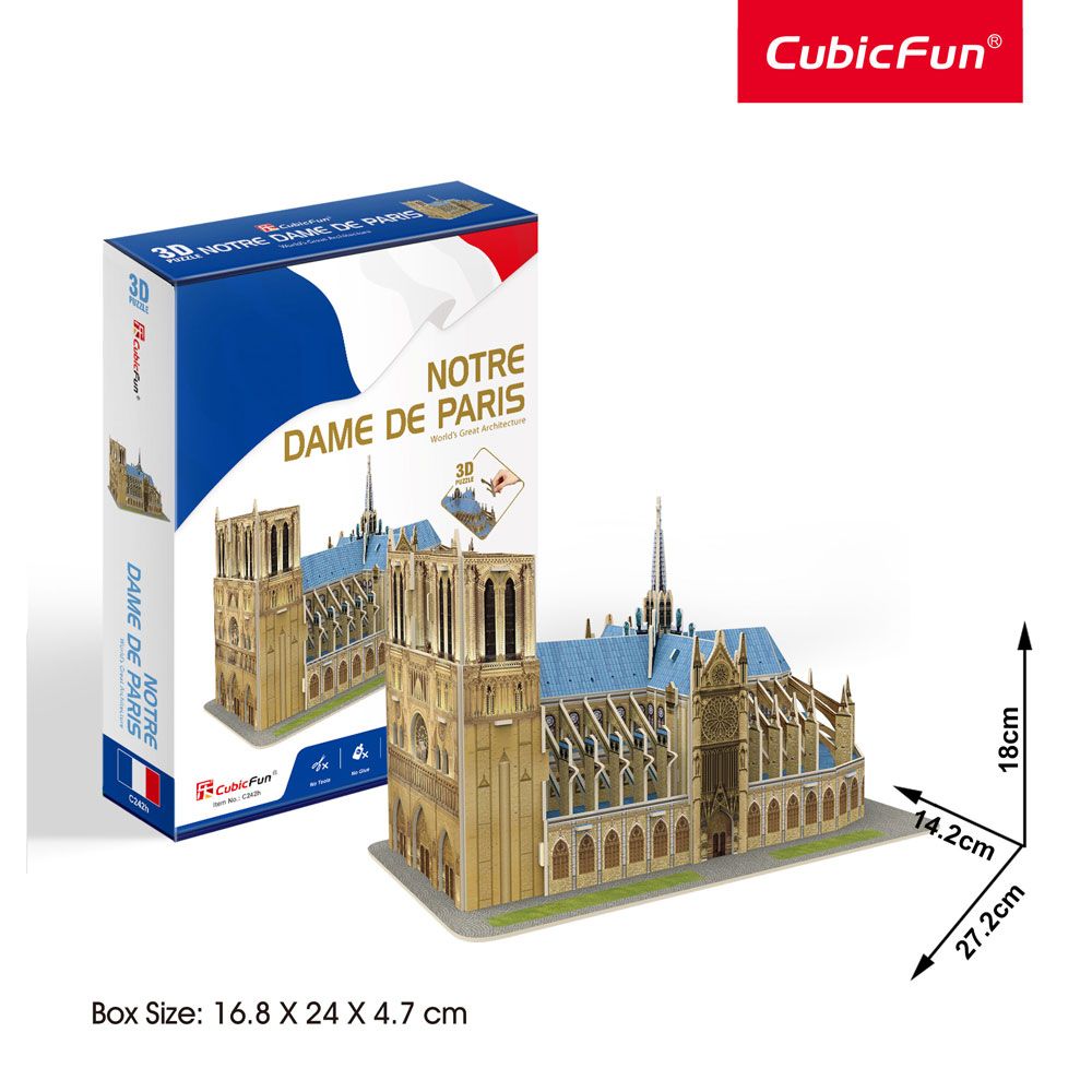 Puzzle 3d Cubic Fun Notre Dame din Paris 53 piese - poza 4