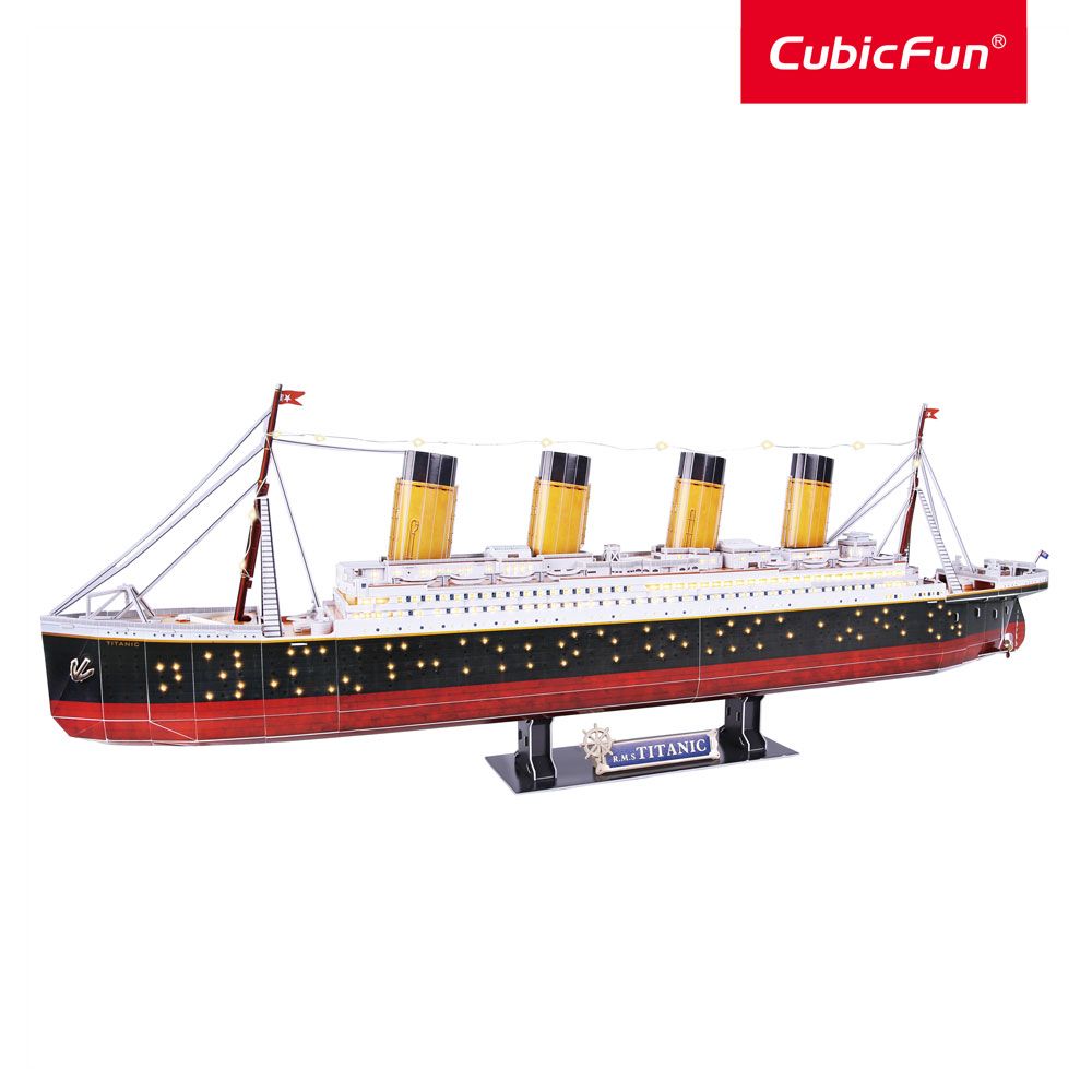 Puzzle 3d Cubic Fun Titanic cu leduri 266 piese - poza 3
