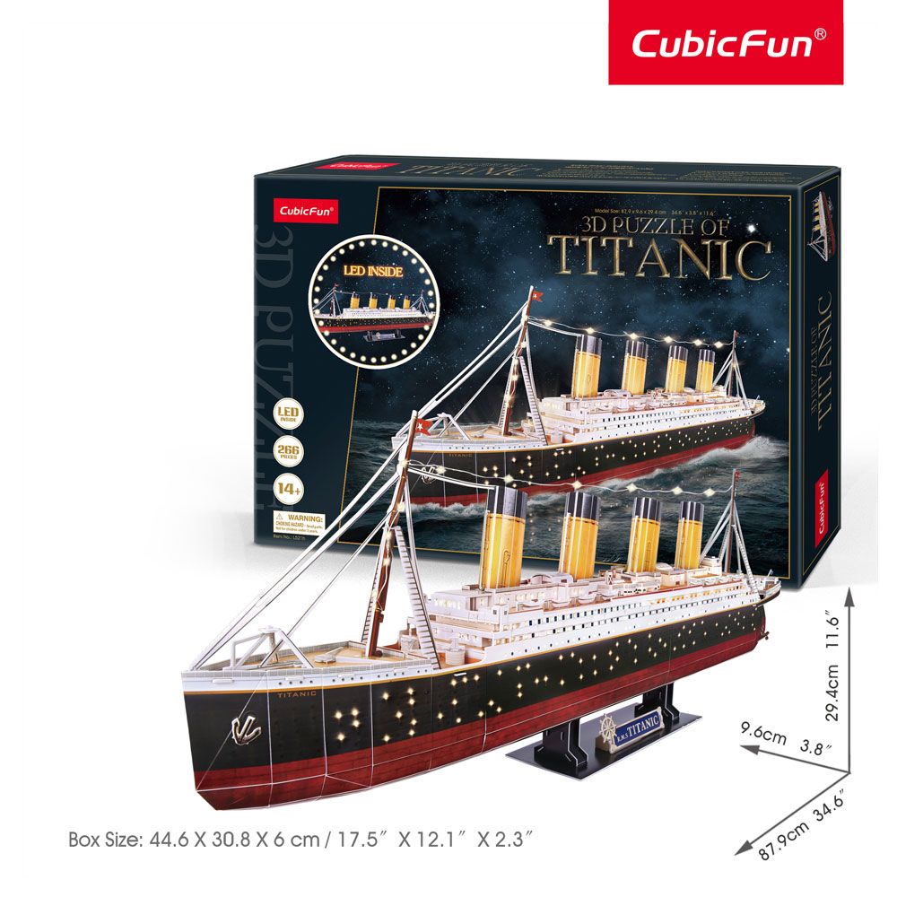 Puzzle 3d Cubic Fun Titanic cu leduri 266 piese - poza 4
