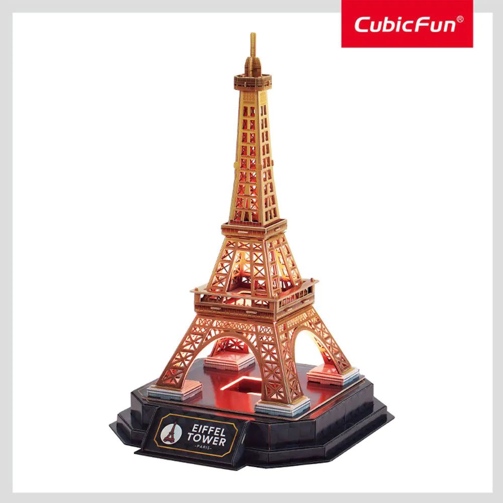 Puzzle 3D Cubic Fun Turnul Eiffel Paris Night Edition cu LED 51 piese - poza 2