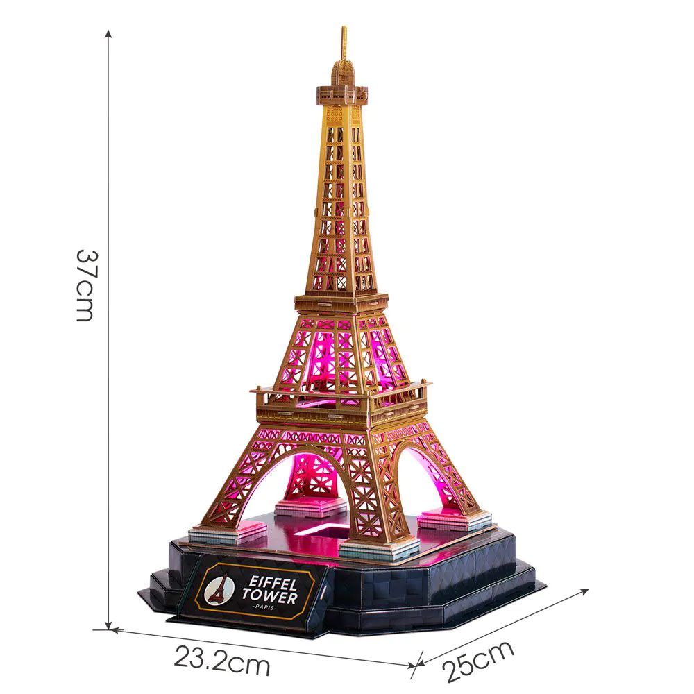 Puzzle 3D Cubic Fun Turnul Eiffel Paris Night Edition cu LED 51 piese - poza 4