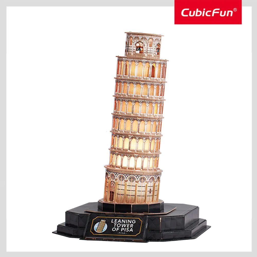 Puzzle 3D Leaning Tower Of Pisa Night Edition cu LED 42 piese - poza 3
