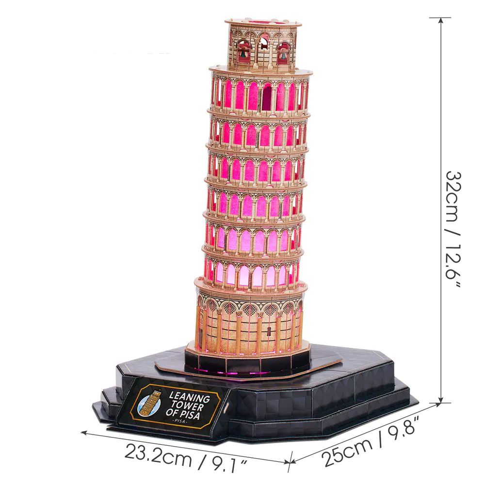 Puzzle 3D Leaning Tower Of Pisa Night Edition cu LED 42 piese - poza 5