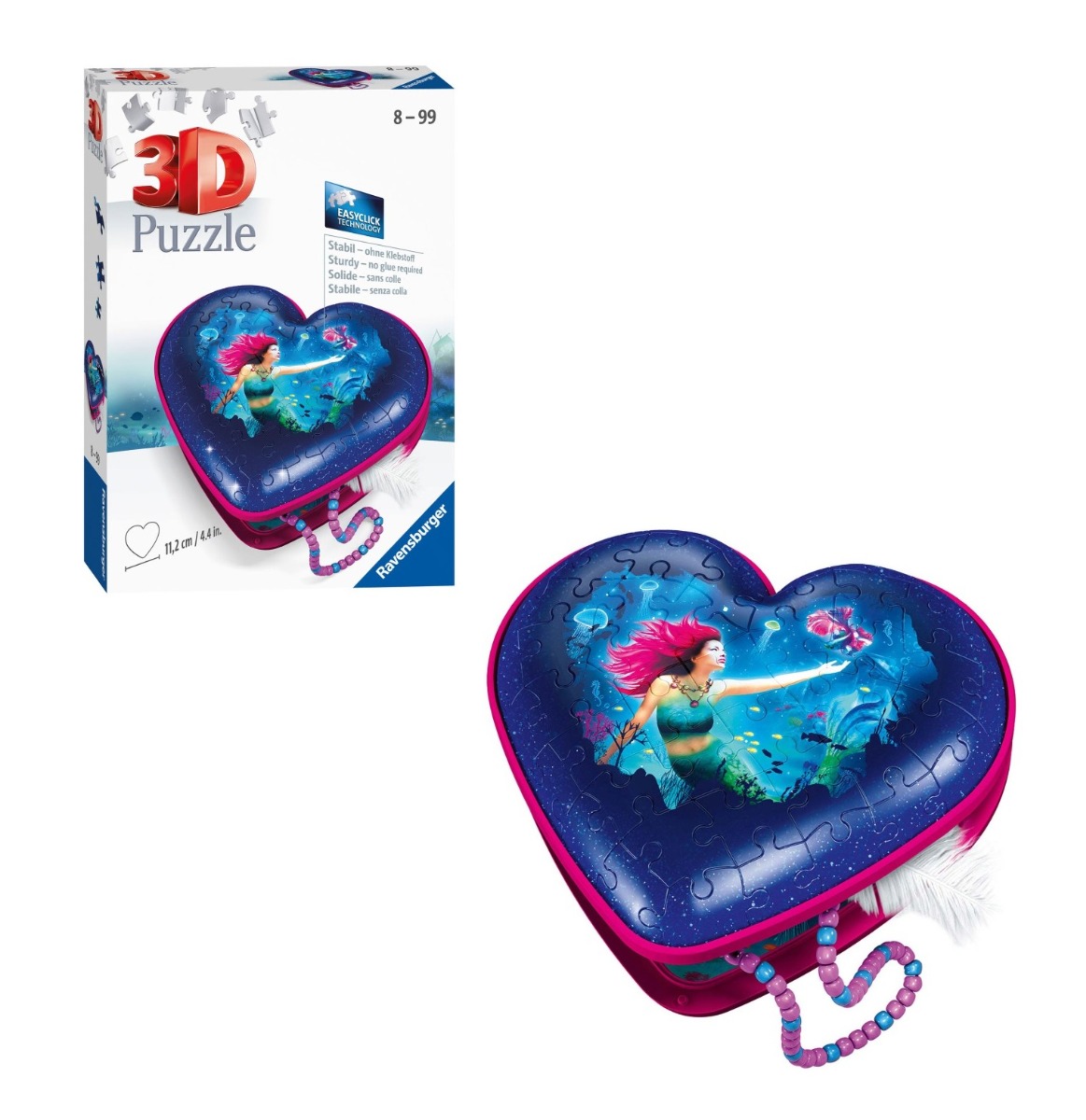 Puzzle 3D Ravensburger Cutie Inima Sirena 54 piese RVS3D11249 - poza 1