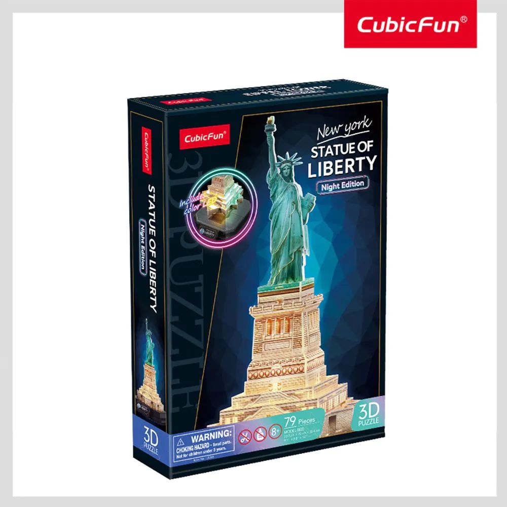Puzzle 3D Statue Of Liberty New York Night Edition cu LED 79 piese - poza 3