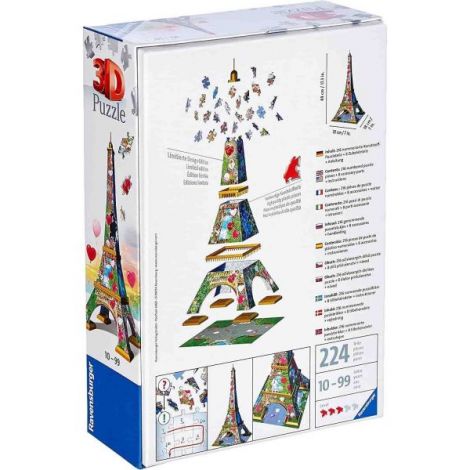 Puzzle 3D Turnul Eiffel Cu Inimioare, 216 Piese - poza 3