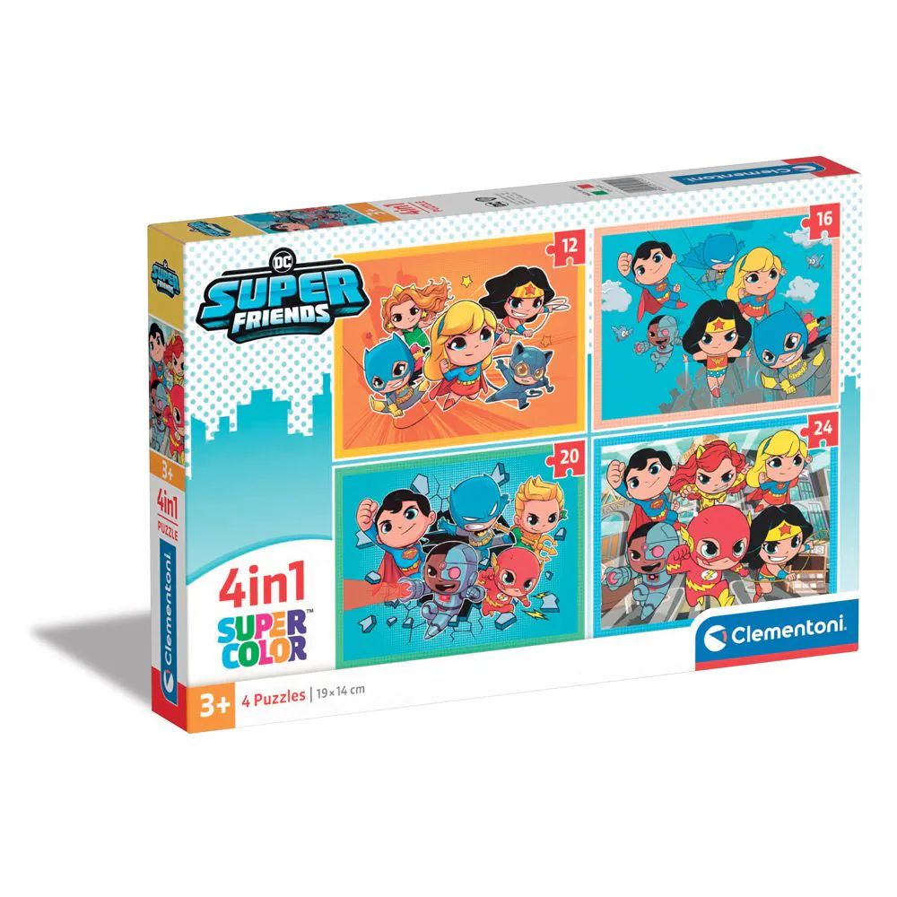Puzzle 4 in 1 Clementoni Supercolor DC Super Friends 21520 - poza 1