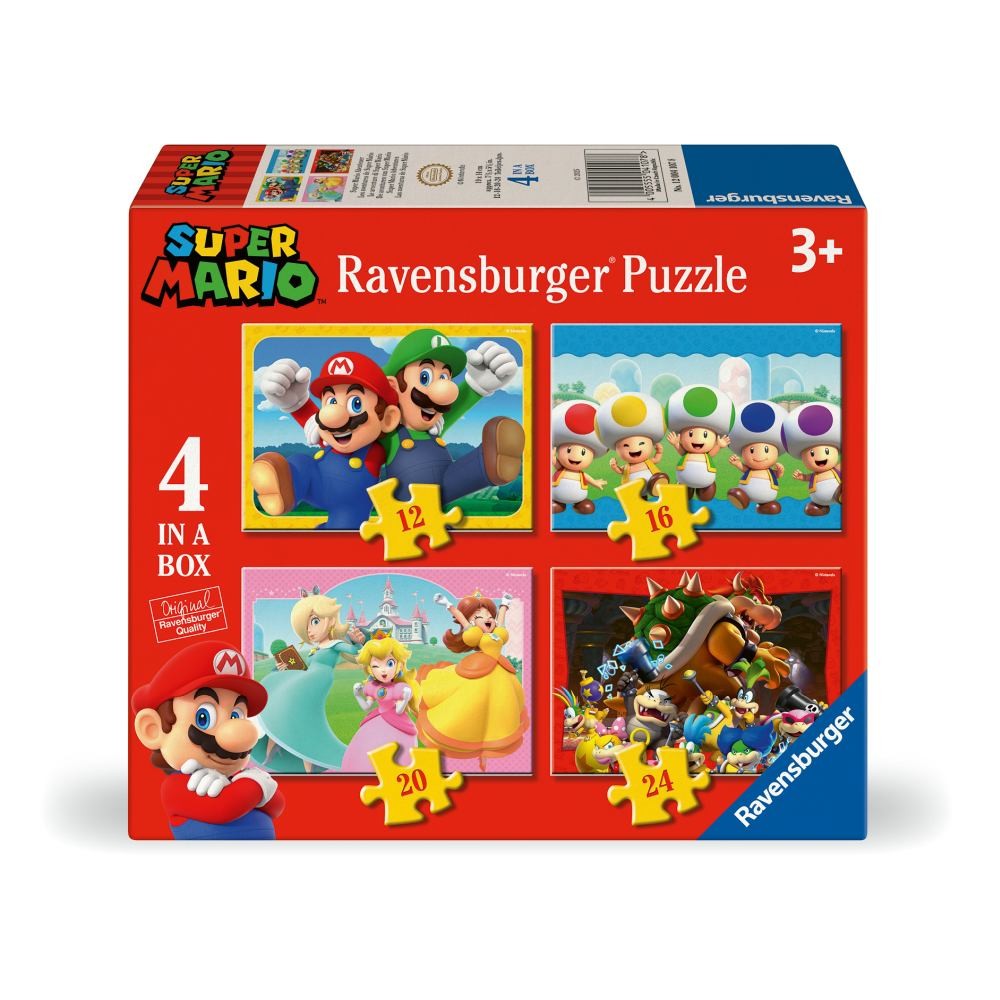 Puzzle 4 x 12,16,20,24 piese Ravensburger Super Mario - poza 1