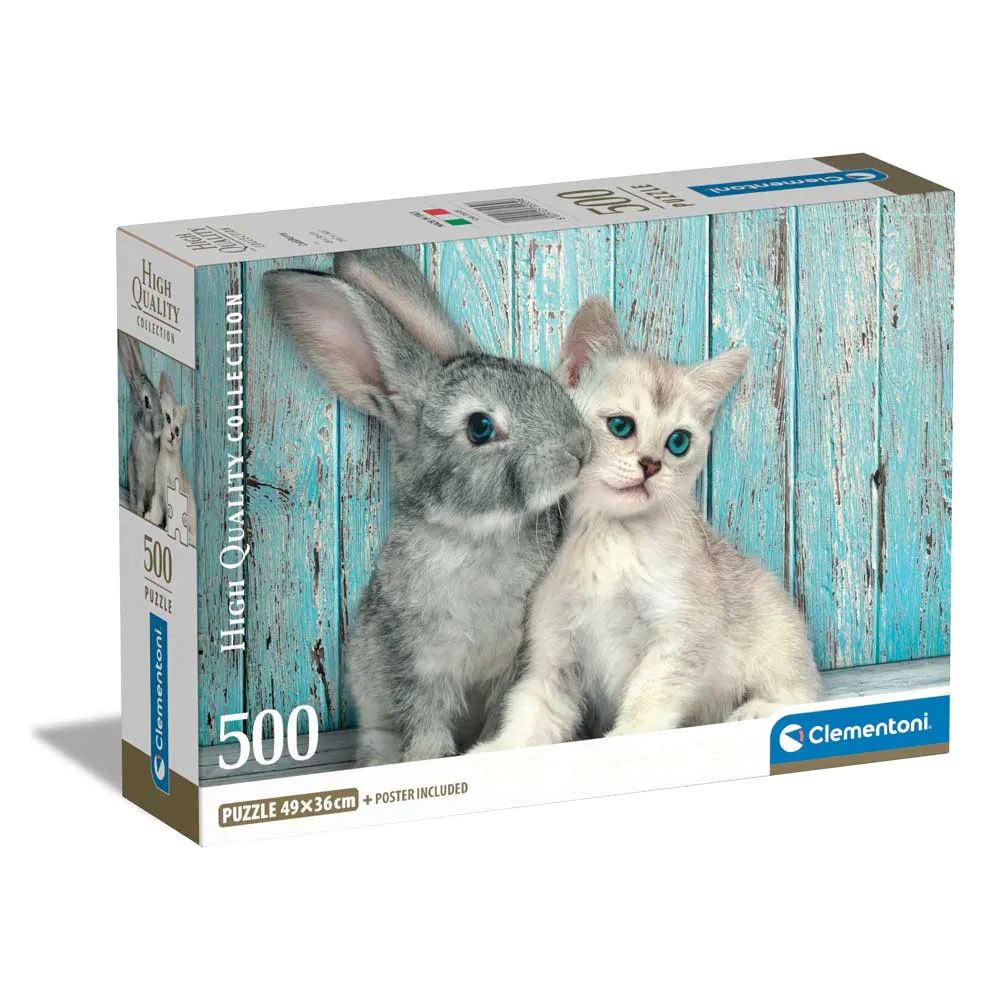Puzzle 500 piese Clementoni Cat and Bunny 35539 - poza 1