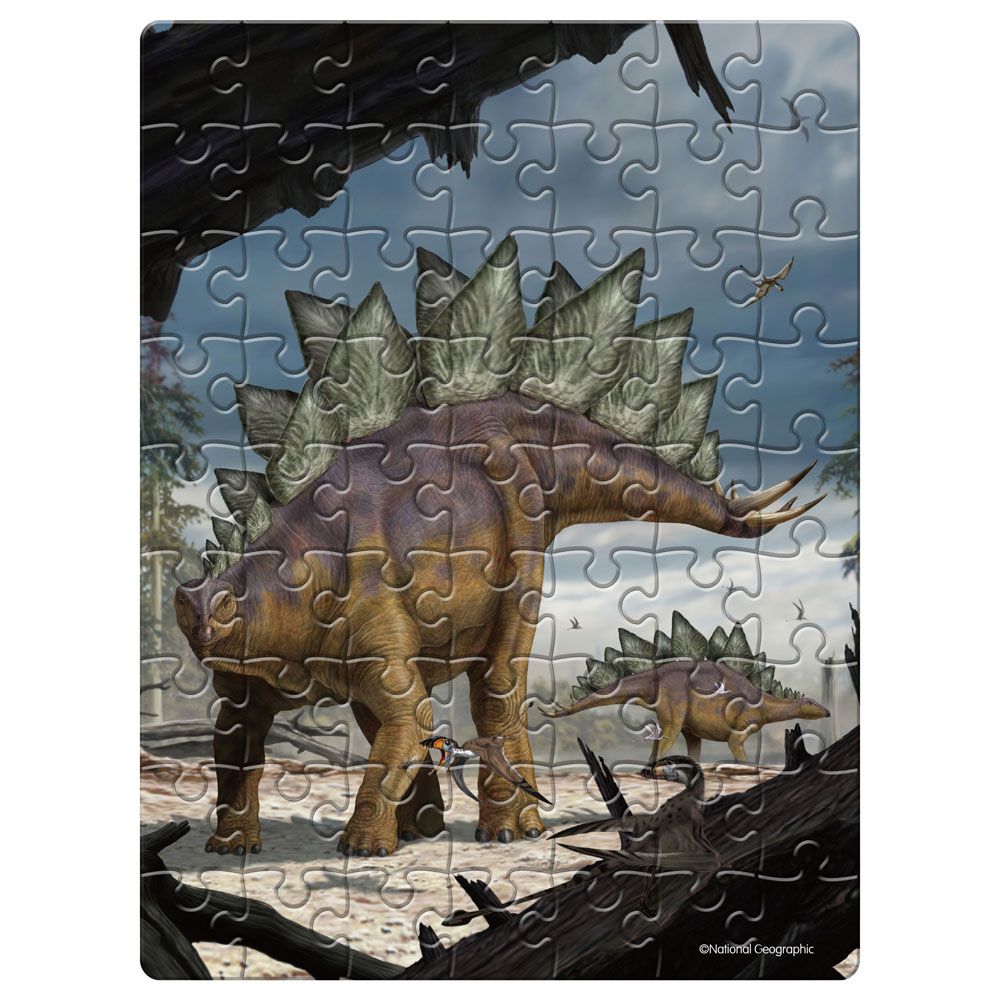 Puzzle 63 piese in ou metalic National Geographic Cubic Fun Stegosaurus - poza 2