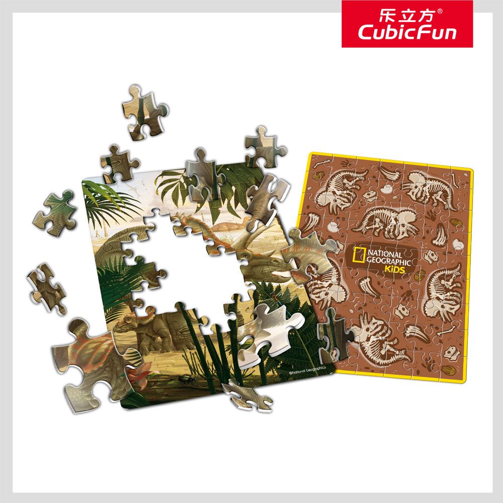 Puzzle 63 piese in ou metalic National Geographic Cubic Fun Triceratops - poza 5