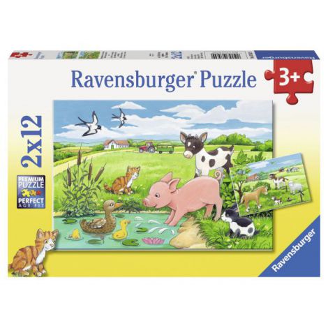 Puzzle animale la ferma, 2x12 piese - poza 1