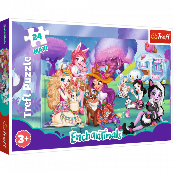 Puzzle carton 24 piese maxiCheerful Enchantimals,+3 ani