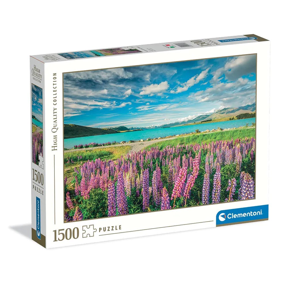 Puzzle Clementoni 1500 piese Flori de Lupic pe malul lacului Tekapo 31728 - poza 1