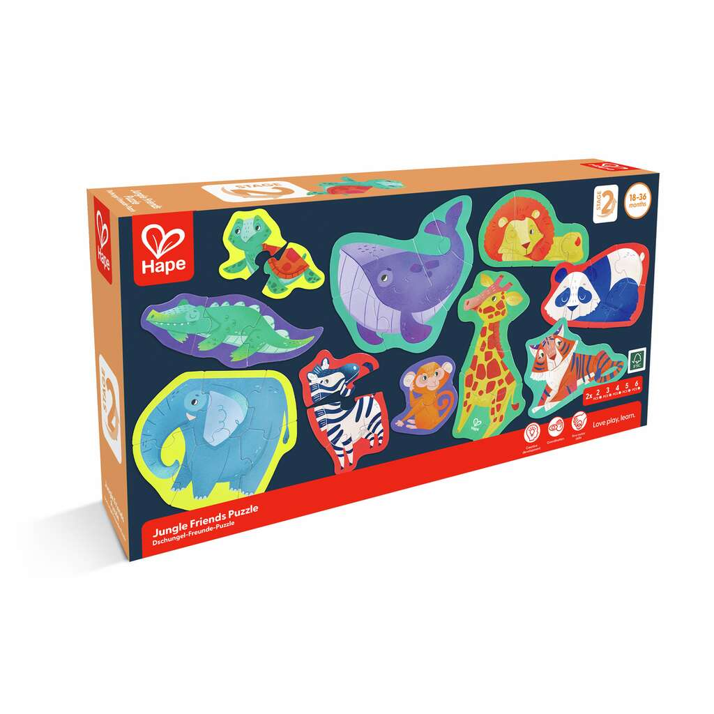 Puzzle cu animale Hape Jungle Friends 40 piese - poza 2