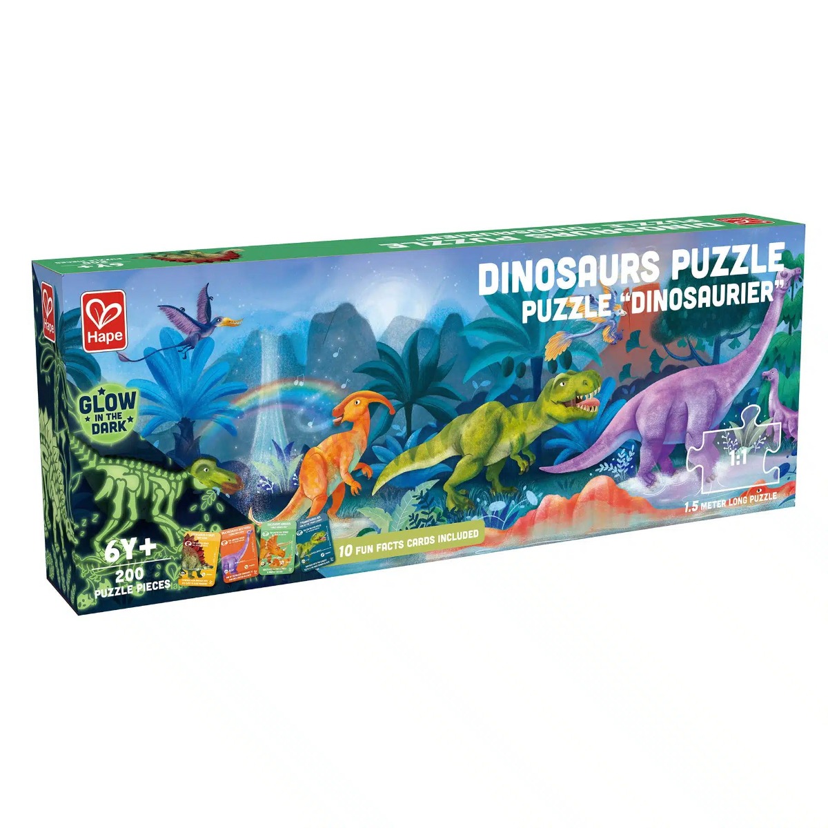 Puzzle cu dinozauri ce straluceste in intuneric Hape 200 piese - poza 2