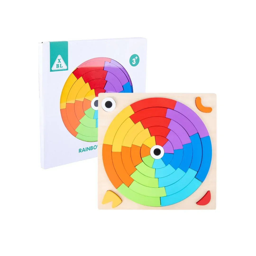 Puzzle curcubeu din lemn, tip Montessori - Default Title