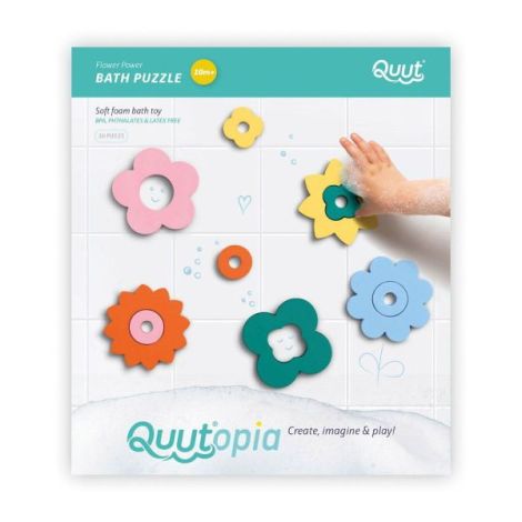 Puzzle de baie, set 10 piese, Flower power, Quut Toys - poza 1