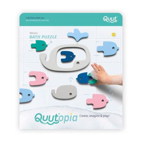 Puzzle de baie, set 11 piese, Balene si pestisori, Quut Toys - poza 1