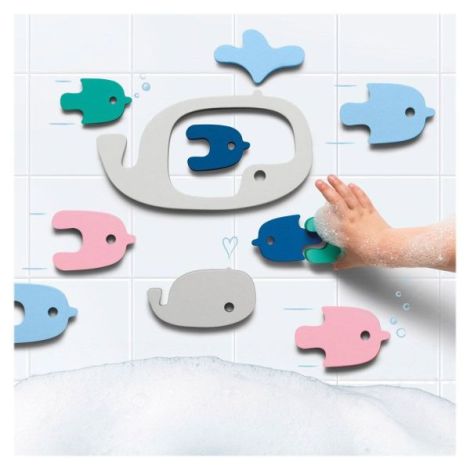 Puzzle de baie, set 11 piese, Balene si pestisori, Quut Toys - poza 4