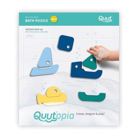 Puzzle de baie, set 8 piese, Barcute colorate, Quut Toys - poza 1
