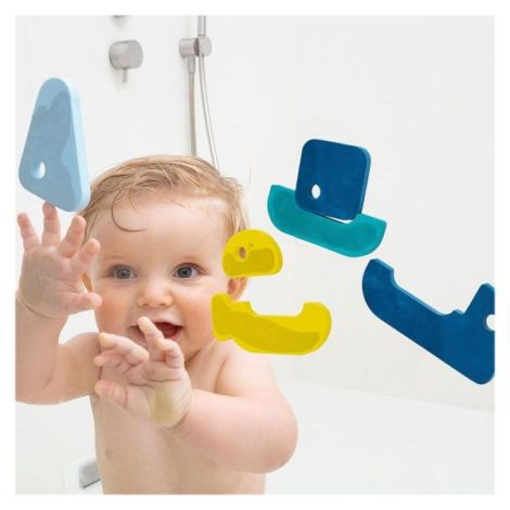 Puzzle de baie, set 8 piese, Barcute colorate, Quut Toys - poza 3