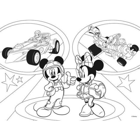 Puzzle de colorat - mickey in cursa (24 piese) - poza 3