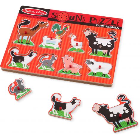 Puzzle de lemn cu sunete Animale de la Ferma Melissa and Doug 0726 - poza 1