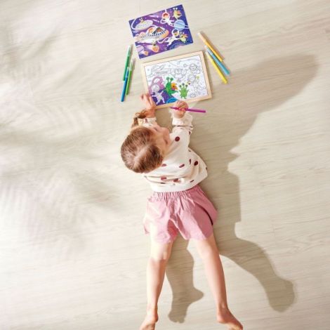 Puzzle din lemn 2 in 1 - Prietenii din Spatiu (50 piese), cu fata dubla si activitate colorare - poza 3