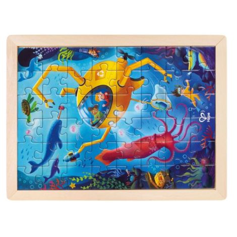 Puzzle din lemn 2 in 1 - Salvarea Oceanului (50 piese), cu fata dubla si activitate colorare - poza 1