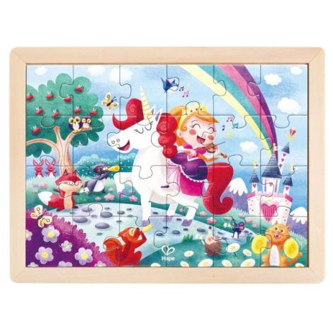 Puzzle din lemn 2 in 1 - Unicorn (26 piese), cu fata dubla si activitate colorare - poza 1