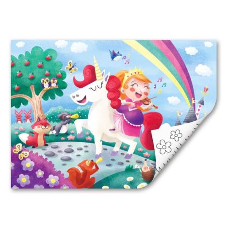 Puzzle din lemn 2 in 1 - Unicorn (26 piese), cu fata dubla si activitate colorare - poza 2