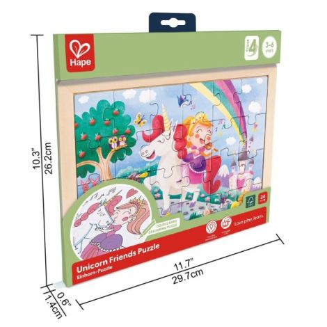 Puzzle din lemn 2 in 1 - Unicorn (26 piese), cu fata dubla si activitate colorare - poza 5