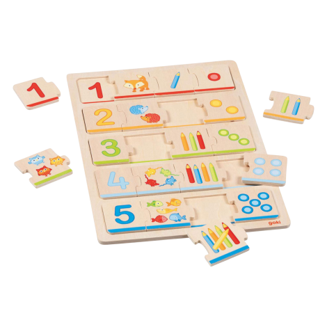 Puzzle din lemn, 20 piese, 30*21 cm, Invatam sa numaram