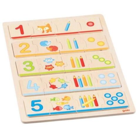 Puzzle din lemn, 20 piese, 30*21 cm, Invatam sa numaram - poza 2