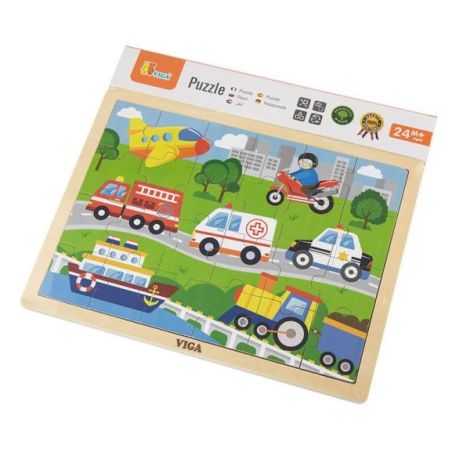 Puzzle din lemn 24 buc. Vehicule - poza 2