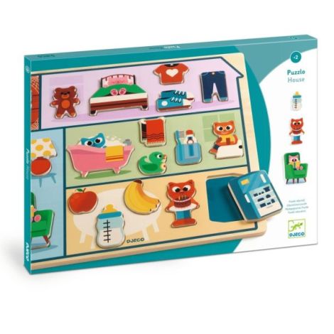 Puzzle din lemn Acasa, Djeco - poza 1