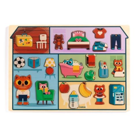 Puzzle din lemn Acasa, Djeco - poza 2