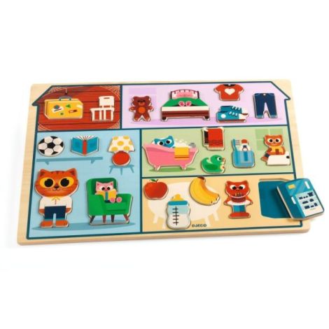 Puzzle din lemn Acasa, Djeco - poza 3