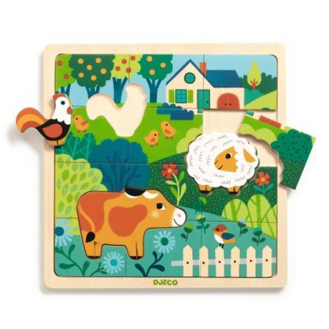 Puzzle din lemn Animale de la ferma, Djeco - poza 2