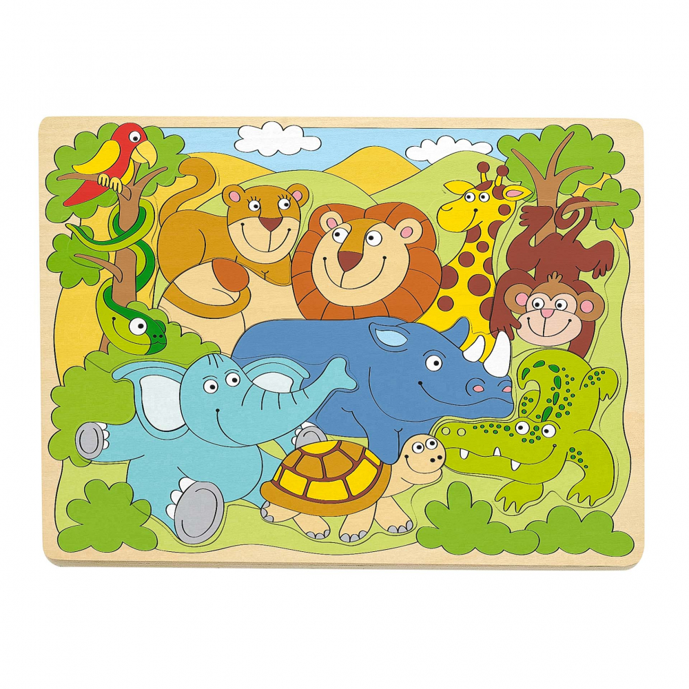 Puzzle din lemn , Animale din Africa (10 piese)