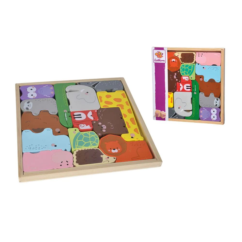 Puzzle din lemn animale jungla Eichhorn 15 piese - poza 1