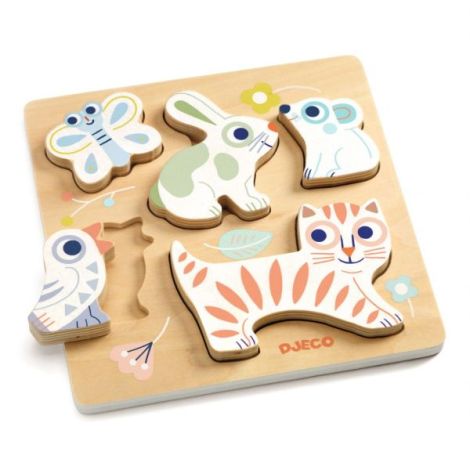 Puzzle din lemn BabyAnimali, Djeco - poza 3