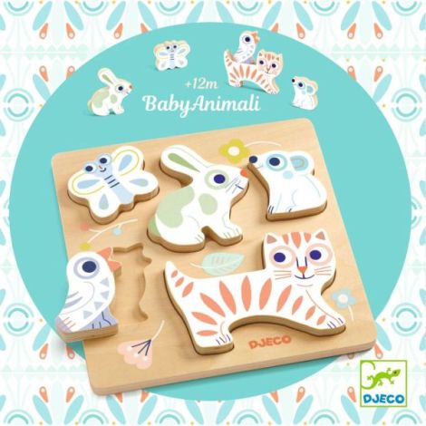 Puzzle din lemn BabyAnimali, Djeco - poza 5