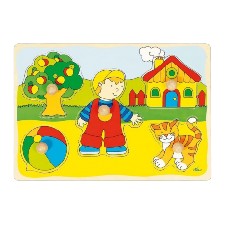 Puzzle din lemn Baietel si Pisicuta - poza 1