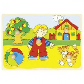 Puzzle din lemn Baietel si Pisicuta - poza 2
